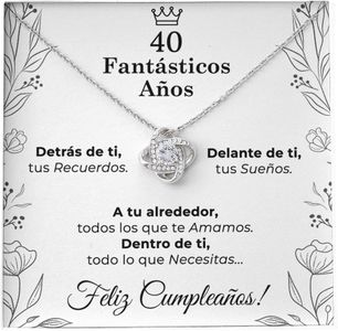 SOFIA FERRER Regalo Cumpleaños Mujer, Collar de Plata, Regalo 40 Años Mujer, Colgante y Tarjeta Dedicatoria, Regalos Originales de Cumpleaños, Hermana, Mama, Amiga (40 Años)