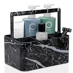 BYUNER Plastic Shower Caddy Dorm: Portable Bathroom Caddy Organizer for College with Handle and Adjustable Divider, Utility Hard Shower Basket Bin Tote for Toiletry,Shampoo,Soap,Cleaning Product Black