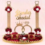 GRABCHOICE Personalized Engagement Ring Platter with Name | with Name | Wedding Ring Platter | Decorative Tray | Marriage Decor | Engagement Tray | Oval Wooden Platter 1pc (Maroon)