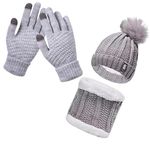 Tomorrow Fashion Unisex-Adult, Woolen Casual Style, Grey Winter Cap, Neck Warmer Scarf With Touch Gloves Set | Beanie Style | 3 Piece Set - Stay Warm And Stylish This Winter Silver