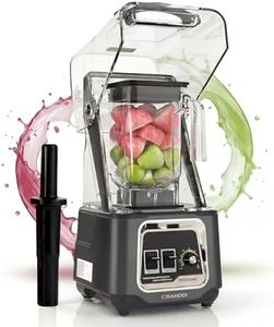 CRANDDI Professional Smoothie Blender, 2200W Commercial Soundproof Quiet blender with Removable Soundproof Shield for Crushing Ice, MilkShakes, Puree, Self-Cleaning, 50oz 110V K80 (Grey)