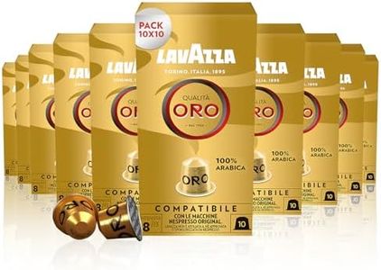 Lavazza, Qualità Oro, Nespresso Compatible Aluminium Capsules, Zero CO2 Impact, 10 Packs of 10 Capsules
