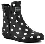 LONDON FOG Women's Piccadilly Rain Boot, Black/White, 6