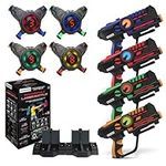ArmoGear Laser Tag Guns with Vests Set of 4 - Laser Tag Equipment for Boys and Girls - Rechargeable Toy Laser Tag - 4 Player Digital LED Score Display - Arcade Gifts for Kids and Adults - Ages 8+
