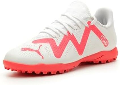 PUMA Future Play Turf Training Sneaker, White-Fire Orchid, 12 US Unisex Big Kid