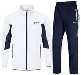 Rdruko Men's Tracksuit Sweatsuits 2 Piece Set Athletic Jogging Gym Activewear Sweat Track Suits Sets, 02white+navy, Medium