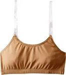 Clementine Big Girls (7-16) Pull-On Bra Detachable Elastic See Through Shoulder Straps, Dark Nude