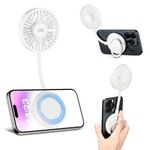 Magnetic Cell Phone Fan,3 Speeds Mini Personal Fan with Flexible Angle Design & Phone Ring,USB Desk Fan for iPhone 16 15 14 13 12 Pro Max Plus,Mag-Safe Case&All Phone,Portable Summer Outdoor Phone Fan