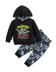 Haokaini Toddler Baby Boys Dinosaur Outfits Long Sleeve Hoodie Sweatshirt Tops Pants 2Pcs Clothes Sets Fall Winter for 1-5Y