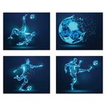 Soccer Wall Art Prints,Set of 4 (8x10) Unframed Soccer Posters,Soccer Room Decor For Men Kids Teenagers,Soccer Poster Set For Bedroom Man Cave,Soccer Wall Decor,Soccer Boys Bedroom Decor,X-Ray