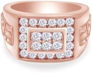 1.00 Carat (ctw) Round Cut Lab Growb Diamond Cluster Nugget Men's Wedding Band Ring In 14K Rose Gold Plated 925 Sterling Silver Jewelry Ring Size-10.5