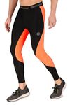 ReDesign Apparels Recharge Men Polyester Sports Compression Pant/Legging/Full Tights (Large, Black/Orange)