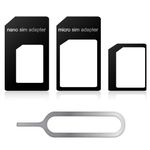 SIM Card Adapter Set 4 in 1, Adapter Compatible with Nano SIM, for Micro SIM Card for Standard Card + Extractor for SIM Universal for Smartphones All Devices