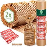 ecoTru UK Honeycomb Packing Paper 36cm x 50m, British Brand Bubble Wrap for Moving House Eco Alternative, Small Business Packaging for Shipping Wrapping & Void Fill, Recyclable & Biodegradable