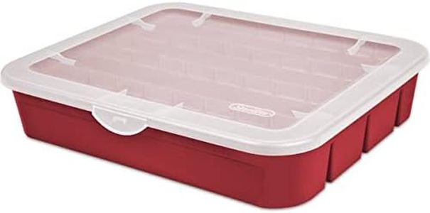 Sterilite Red Holiday Ornament Adjustable Storage Container Organizer Case- Holds 32 Ornaments