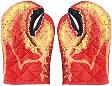 Novelty Lobster Crab Claw/Colorful Fish Oven Mitts Heat Resistant Thick Cotton Microwave Oven Gloves Anti-scalding Cooking & Baking Kitchen Steam Gloves, Safe BBQ Plates Pot Holder Gloves