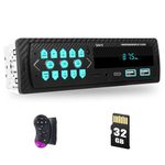 Single Din Car Stereo with Dual Bluetooth,MP3 Player Car Radio Support Dual USB Port Hands Free Calling FM Radio AUX Input TF/EQ/USB,Fast Charging Radio Receiver,Power off memory+32G SD Card