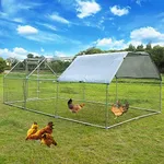 Towallmark Large Metal Chicken Coop, Walk-in Chicken Run, Galvanized Wire Poultry Chicken Hen Pen Cage, Rabbits Duck Cages with Waterproof Anti-Ultraviolet Cover for Farm, Backyard (18.5’x9.2�’x6.5’)