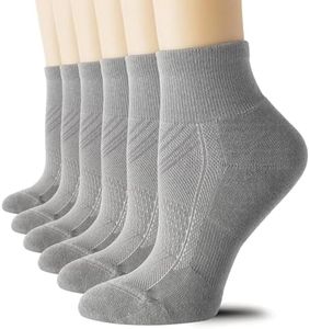CelerSport 6 Pack Women's Ankle Socks with Cushion, Sport Athletic Running Socks, 6 Pair Grey, Small