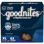 GoodNites Huggies Goodnites Boys Bedwetting Night Time Underwear, Goodnites, XL (95-140+ lb.), 63 Ct