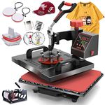 OIIEE Heat Press Machine 5 in 1 Combo Heat Press 12 x 15 Inch Heat Transfer Machine 360-Degree Swing Away Digital Shirt Printing Multifunction Heat Transfer Sublimation for T Shirts Mugs Hat Plate Cap