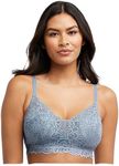 Bali Lace Desire Wireless Bra, Full-Coverage Wirefree Bra, ComfortFlex Fit Convertible Bra for Everyday Wear, Soft Blue Grey, Large