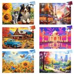 Biarek 6 Pack 36 Large Piece Puzzles for Seniors Puzzle Dementia Alzheimer's Products Activities for Elderly Adults Easy Jigsaw Puzzle Alzheimer's Gift for Patients in Nursing Home with 6 Storage Bags