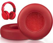 SOULWIT Ear Pads Cushions Replacement for Monster Beats Pro/by Dr Dre Detox Headphones, Ear Pads with Softer Protein Leather, High-Density Noise Isolation Foam- Red