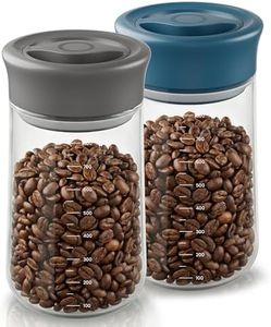LAKUMIQI 2026 Upgrade Twist Seal Glass Jars 2-Pack, 27oz (800ml) Borosilicate Canisters with Blue & Gray Lids, Airtight Anti-Static Storage for Kitchen Pantry, Coffee, Snacks, Cereal, Pasta, Bean