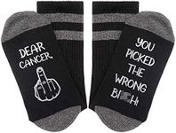 Dear Cancer,You Picked The Wrong Bit*h Sock,Cancer Socks,Cancer Awareness,Cancer Survivor Gift,Cancer Gifts,Chemo Gift,Cancer Free., White, 8