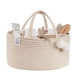 Fephas Baby Diaper Caddy Organizer- Beige Cotton Rope Nursery Storage Bin- Portable Diaper Storage Basket for Changing Table and Car- Perfect Baby Shower & Registry Gift