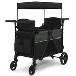 Jeep Aries Delta Premium Stroller Stroller for 2 Kids with Convertible Seats, Adjustable Handles, Removable Canopy and Flat Fold, Greenguard Gold Certified, Black/Green