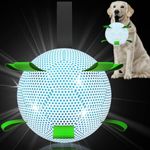 QDAN Reflective Dog Toys : Dog Soccer Ball with Straps, Night Dog Balls for Small Medium Dogs, Dogs Outdoor Toy Birthday Gifts (6 inch)