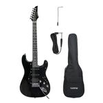 Kadence AstroMan Electric Guitar, 21 FRETS, ROSEWOOD FRETBOARD, H - S - S PICK UPS Black combo with Bag and guitar cable