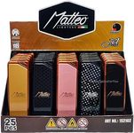 Zactly 5 x MATTEO Windproof Jet Flame Lighter Set Rare Dustproof Electronic Gas Refillable (Elegant Dots)