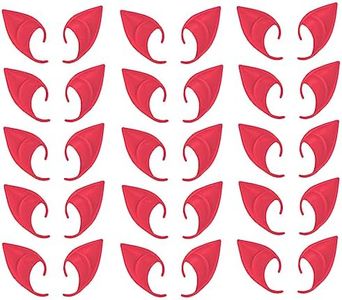 YANZHAN 15 Pairs Elf Ears Red - Latex Fairy Pixie Elf Ears for Cosplay Halloween Christmas Soft Pointed Ears Tips Anime Party Dress Up Costume Masquerade Renaissance Accessories - Short Style