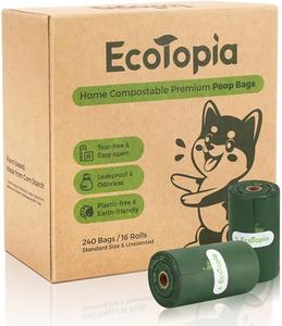 100% Certified Home Compostable&Biodegradable Dog Poop Bags Rolls (No Tearing Needed),ASTM D6400&EN 13432 Compliant Dog Waste Bags,Extra-thick&Leak-proof Doggy Poop Bags,16 Rolls 240 Bags,Dark Green