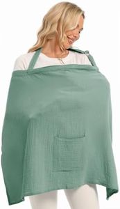 Wimst Muslin Nursing Cover Breastfeeding for Women, Soft and Breathable Breastfeeding Cover with Rigid Hoop for Nursing Apron (Roman Green)