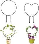 Xugoox 2 Pack Metal Garden Trellis for Plant Climbing, Round and Heart Shaped Garden Potted Vine Support Trellis for Small Potted Plants Flowers Rose Vine