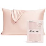 Kitsch Satin Pillowcase with Zipper for Hair & Skin, Softer Than Silk Pillow Cases Queen, Smooth Pillow Covers, Machine Washable, Wrinkle-Free, Cooling Satin Pillow Cases Standard Size 19"x26", Blush.