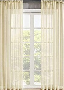 Sapphire Home Beige Sheer Curtains - 2 Panels Set, 54" x 108", Transparent, Light Filtering Privacy Voile Drapes, Sheer Window Curtains for Living Room, Bedroom, Kitchen, Dining Room - Beige/Cream