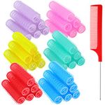 36 Pieces Nylon Hair Rollers Curlers Set Small Self Grip Salon Hairdressing Curlers Hair Rollers DIY Rat Tail Comb Hairdressing Curlers Tools for Women No Heat