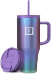 IRON °FLASK Co-Pilot 32 oz Insulated Tumbler with Straw & Flip Cap Lids - Cup Holder Bottle for Hot or Cold Drink - Leak-Proof, Double Walled - Water, Coffee Portable Travel Mug - Aurora