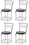 Goyal steel & furniture Chairs for Dining Table, Steel Chair, Dining Chair with Comfortable Cushion (4, Black, Standard)