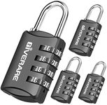 GIVERARE 4 Pack Combination Lock, 4-Digit Padlock Keyless, Resettable Luggage Locks for Backpack, Gym & School & Employee Locker, Weatherproof Travel Lock for Fence, Backyard Gate, Hasp, Case-Black