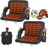 2pcs Double Heated Stadium Seats for Bleachers with Back Support 21" Wide Cushion, Extra Portable Bleacher Seat Foldable Stadium Chair, USB 3 Levels Heat, 5 Pockets for Outdoor Camping Games Sports