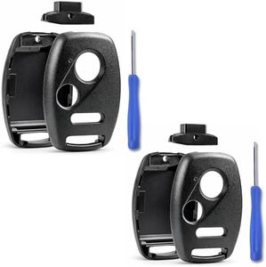 Cutting NOT Required - 2 Key Fob Keyless Entry Remote Shell Case & Pad fits Honda Accord / Civic / CR-V/ Fit / Odyssey / Pilot / Ridgeline / CR-Z