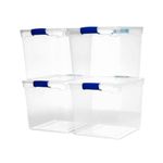 HOMZ 31-Quart Clear Plastic Stackable Storage Bin with Lid Container Box with Latching Handles for Home Garage Organization, Clear (4 Pack)