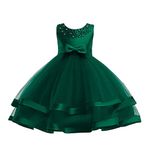 COMISARA Toddler Little Girl Dress Kids Party Pageant Prom Christmas Birthday Dresses Size 3T (Green, 110)