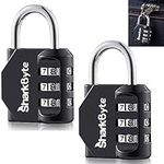 SharkByte Luggage Locks - 3-Dial Weatherproof Outdoor Security Combination Padlock, Small Travel Lock for Suitcases Luggage Case Travel Bag Gym Lockers Code Padlock (Pack of 2)